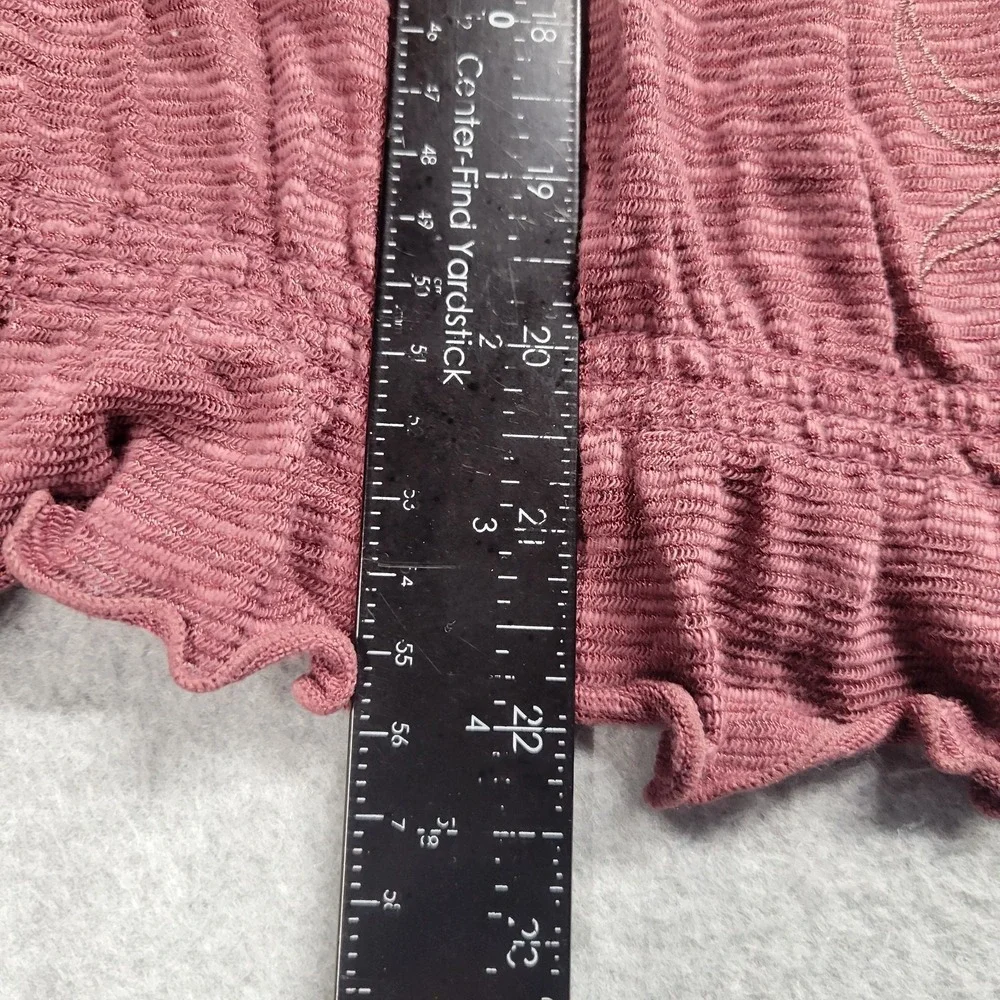 Free People Mauve Eyelet Cut Out Smocked Peplum Top Long Sleeve XS Boho